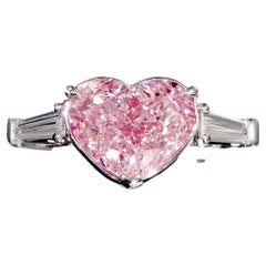 Emilio Jewelry, bague en diamant rose clair fantaisie certifié Gia de 3,00 carats