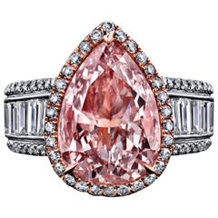 Emilio Jewelry GIA Certified 3.00 Carat Fancy Light Pure Pink Diamond Ring