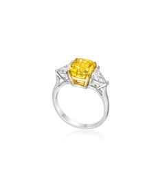 Emilio Jewelry Gia Certified 3.00 Carat Fancy Vivid Yellow Diamond Ring