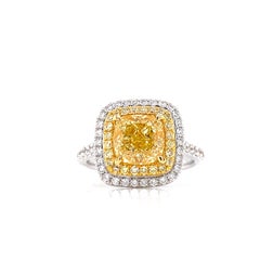 Emilio Jewelry GIA Certified 3.00 Carat Fancy Yellow Diamond Ring