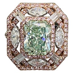 Emilio Jewelry GIA Certified 3.00 Carat Fancy Yellowish Green Diamond Ring