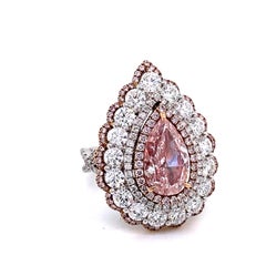 Emilio Jewelry Anillo y Colgante de Diamante Puro Rosa Claro de 3,00 Quilates Certificado por GIA