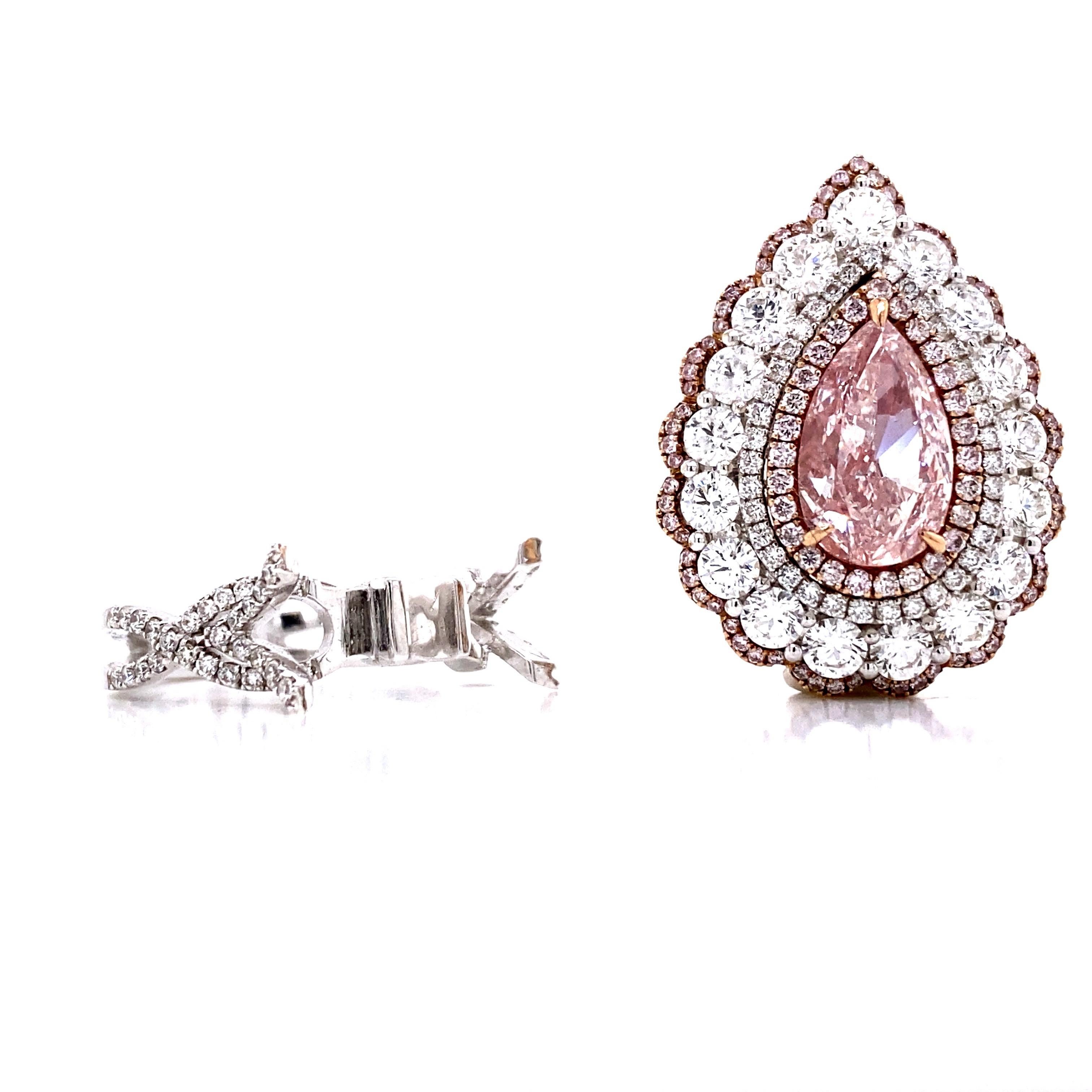 Anello e ciondolo con diamante rosa puro da 3,00 carati certificato GIA di Emilio Gioielli In condizioni Nuovo in vendita a New York, NY