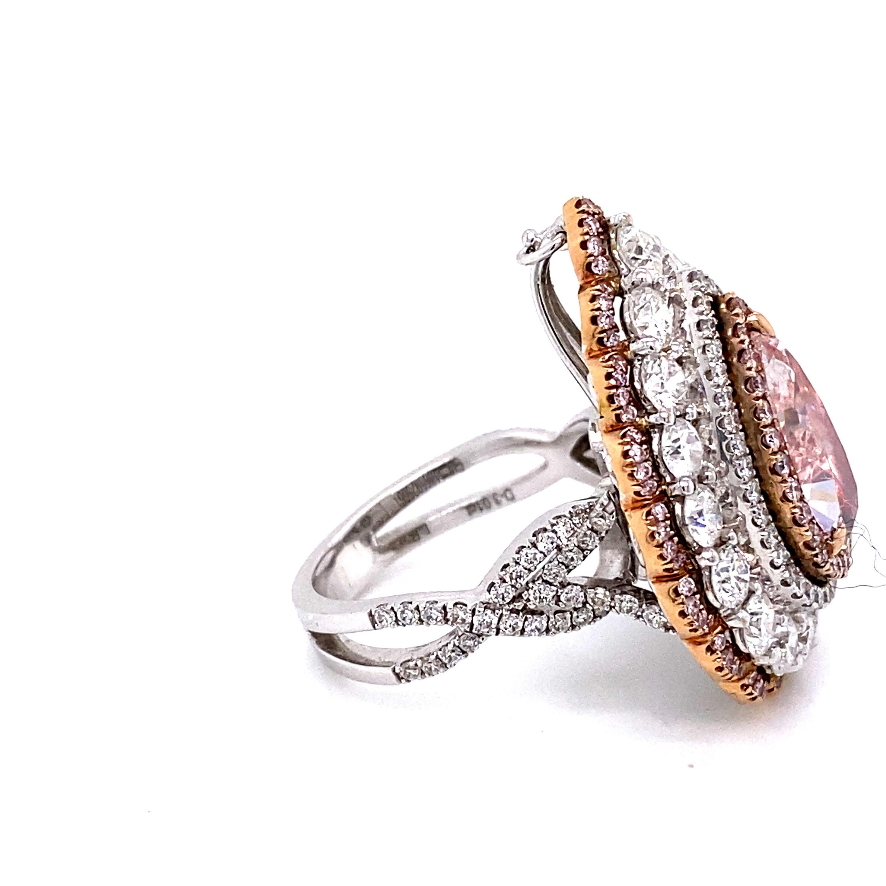 da uomo o donna Anello e ciondolo con diamante rosa puro da 3,00 carati certificato GIA di Emilio Gioielli in vendita