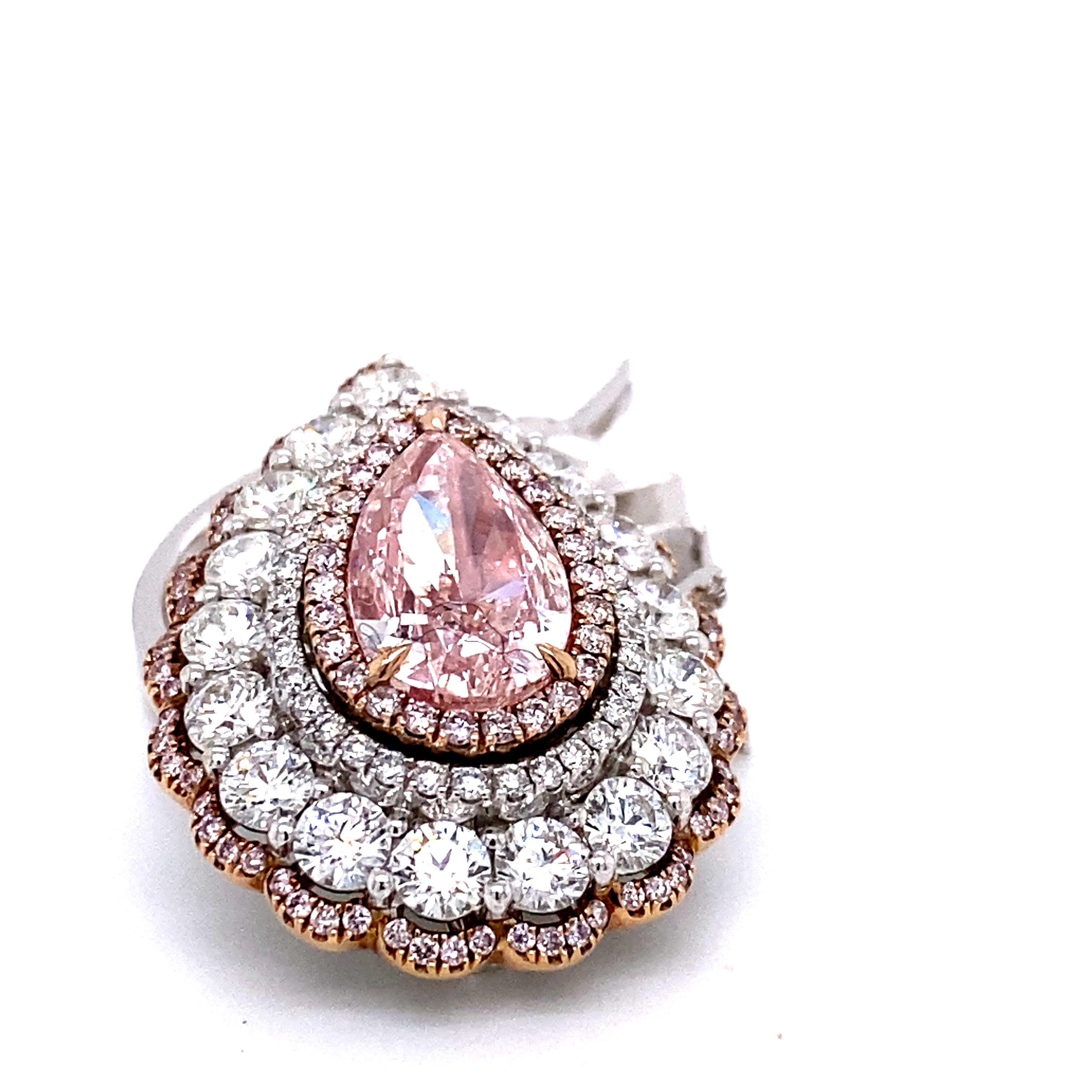 Anello e ciondolo con diamante rosa puro da 3,00 carati certificato GIA di Emilio Gioielli in vendita 1