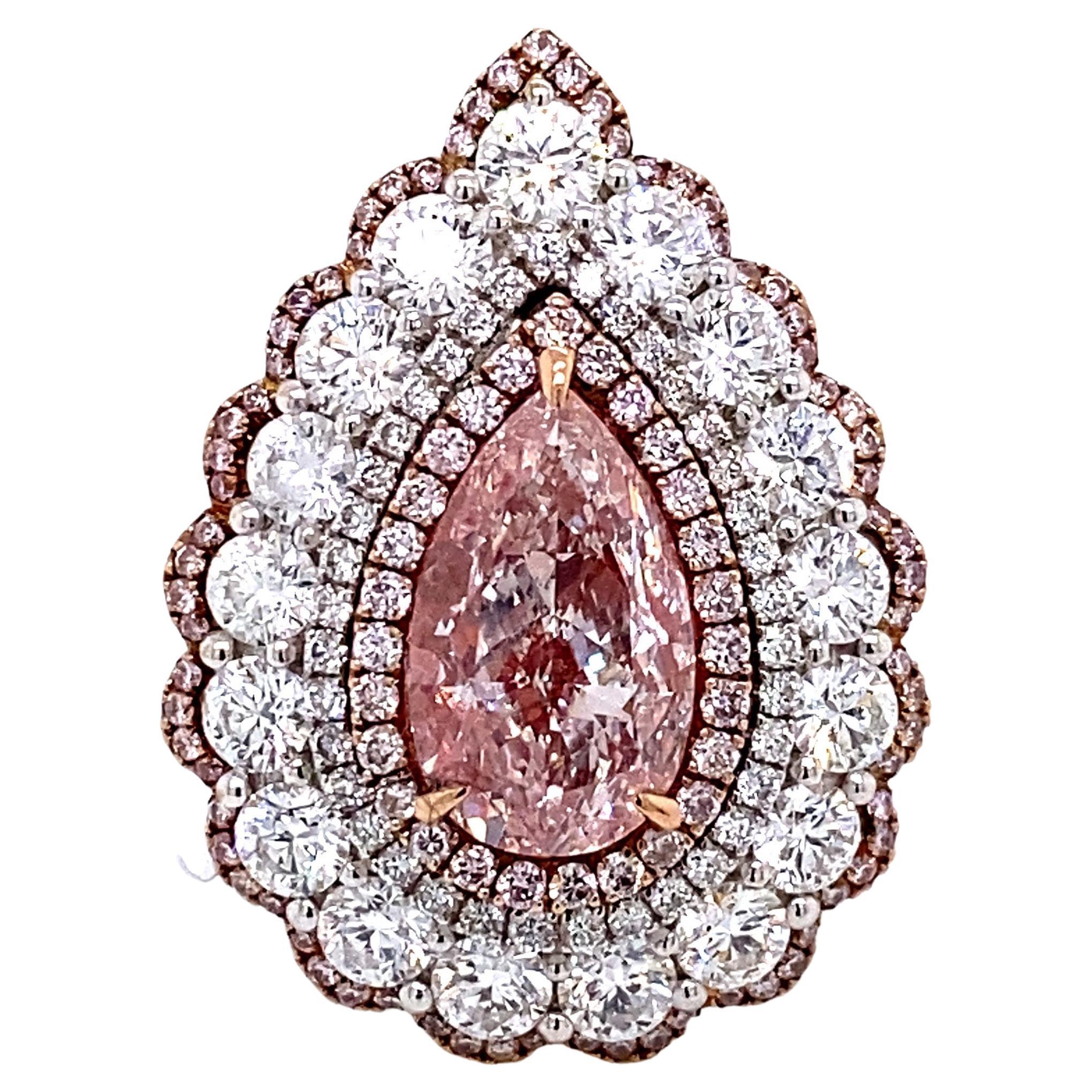 Emilio Jewelry GIA Certified 3.00 Carat Light Pure Pink Diamond Ring and Pendant For Sale