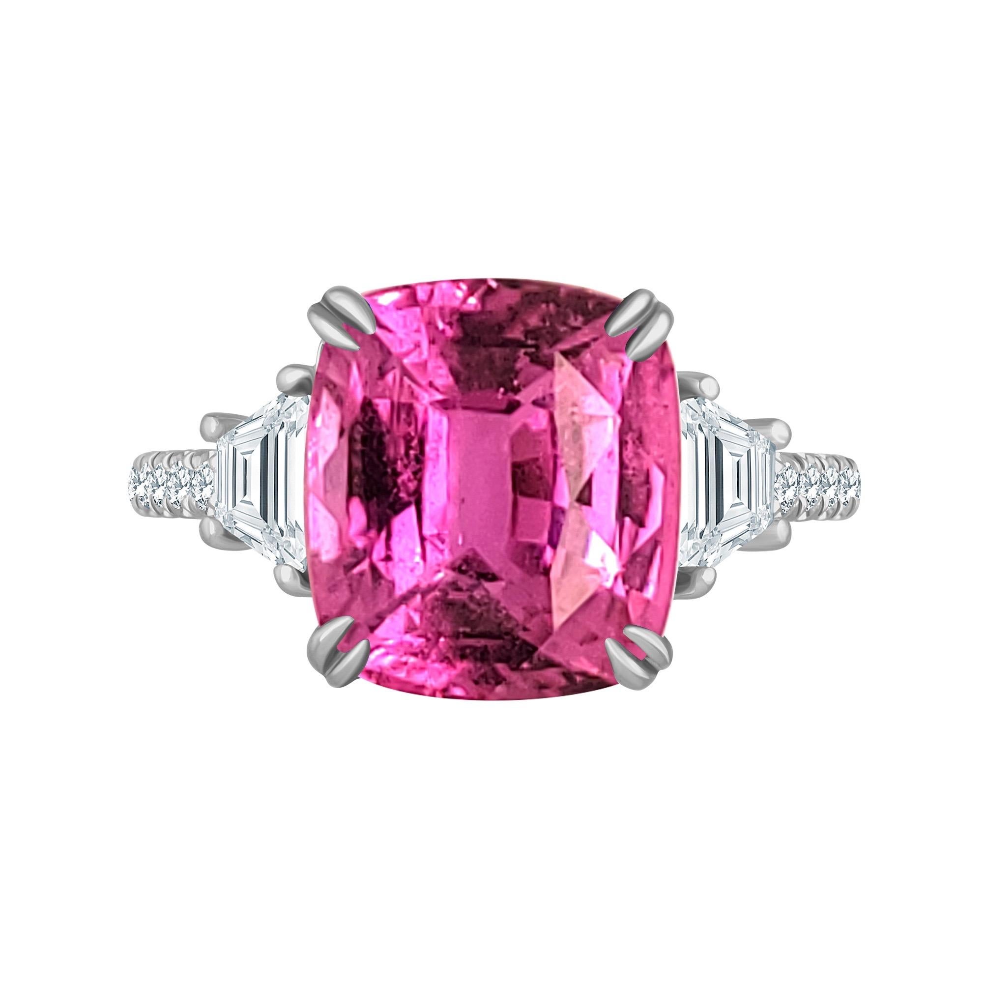 From the vault at Emilio Jewelry Located on New York's Fifth Avenue,

a Gia Certified gorgeous pink sapphire with excellent color, transparency and vibrant set in Platinum. Total weight approximately 3.00 carats/ 
Please inquire for additional