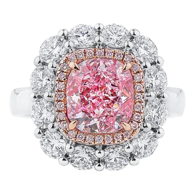 Emilio Jewelry GIA Certified 3.00 Carat Pure Light Pink Diamond Ring For Sale