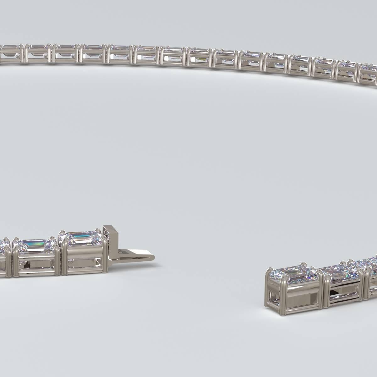 Emilio Jewelry Gia zertifizierte 30,00 Karat Diamant-Halskette mit Smaragdschliff Damen im Angebot
