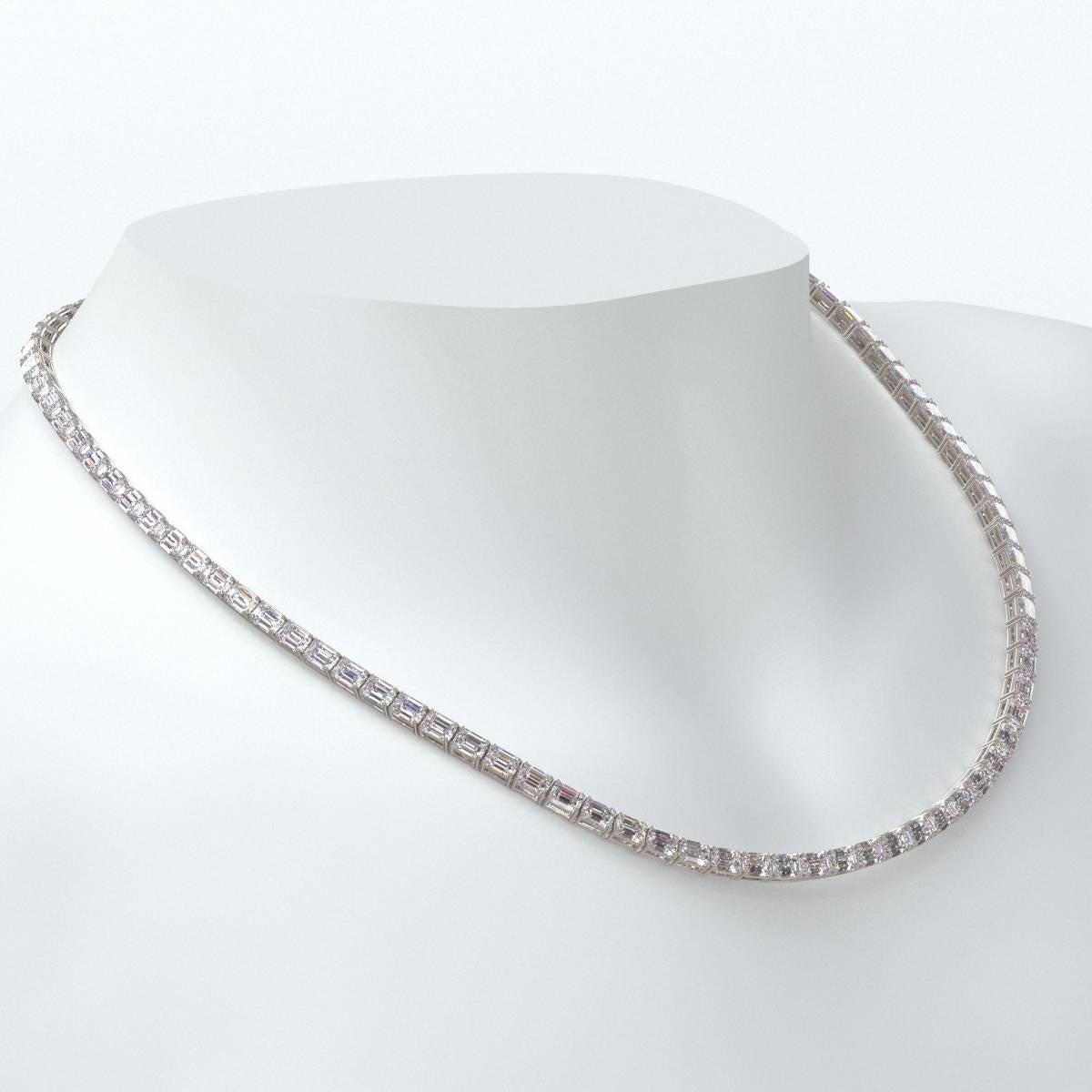 Emilio Jewelry Gia Certified 30.00 Carat Emerald Cut Diamond Necklace For Sale 1