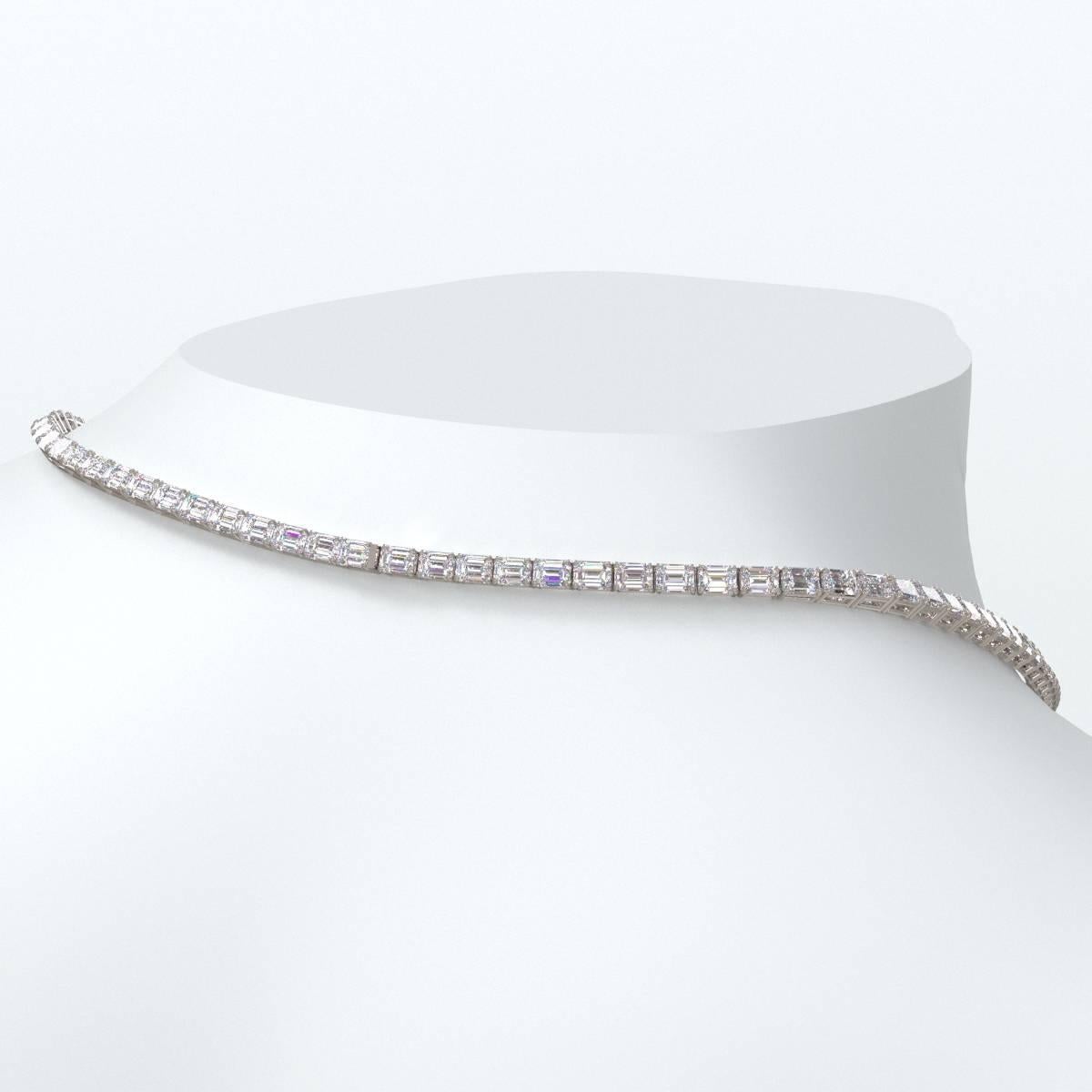 Emilio Jewelry Gia Certified 30.00 Carat Emerald Cut Diamond Necklace For Sale 2