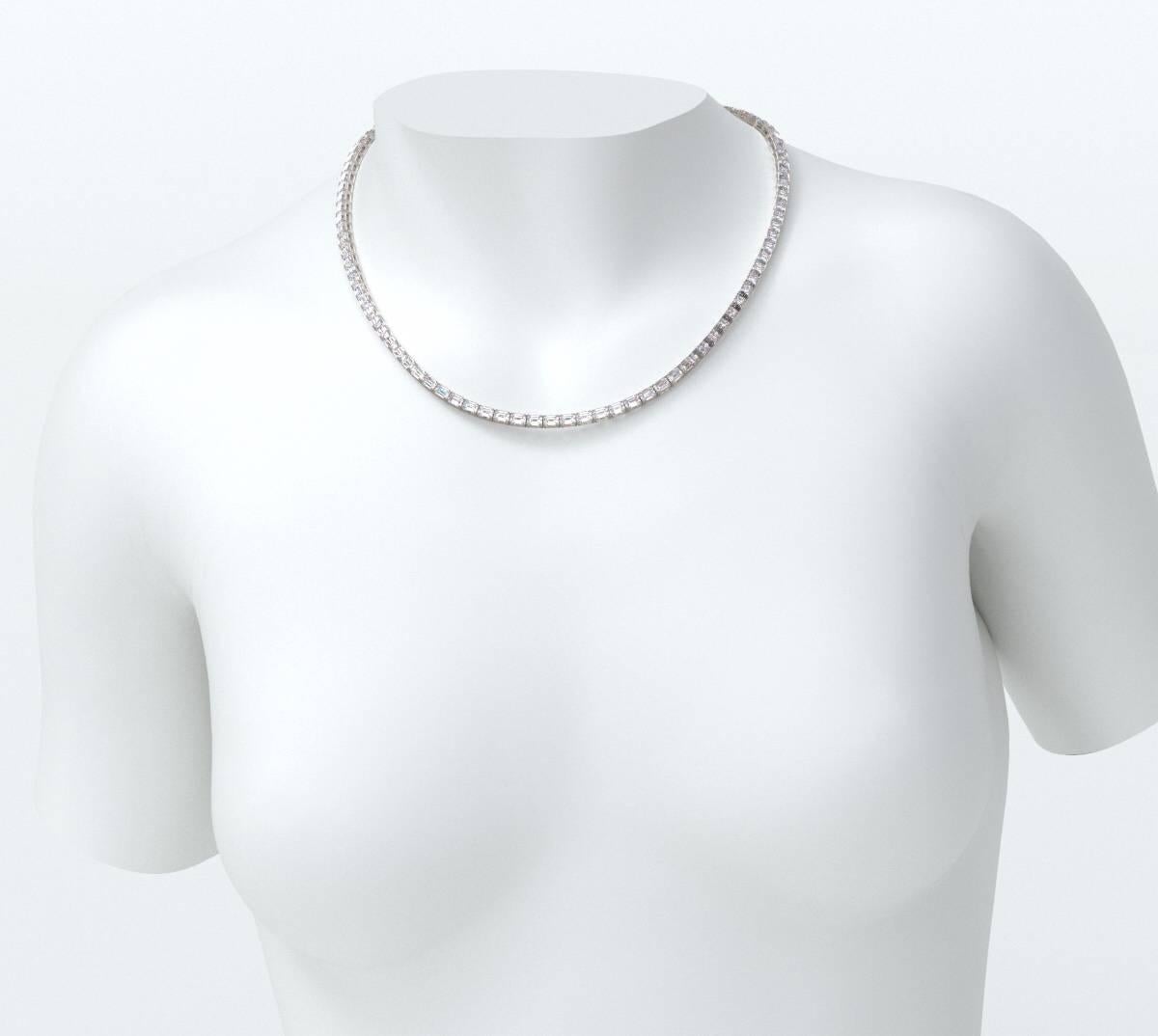 Emilio Jewelry Gia Certified 30.00 Carat Emerald Cut Diamond Necklace For Sale 3