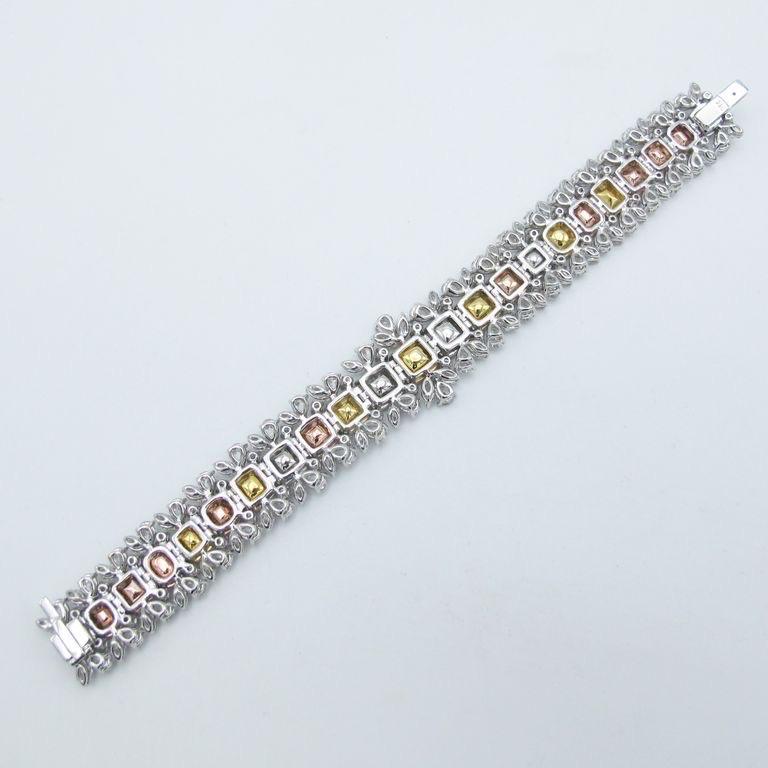 Emilio Jewelry Gia Certified 30.50 Carat Natural Fancy Color Diamond Bracelet In New Condition For Sale In New York, NY