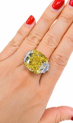 Emilio Jewelry Gia Certified 31.0 Carat Fancy Intense Yellow Diamond Ring