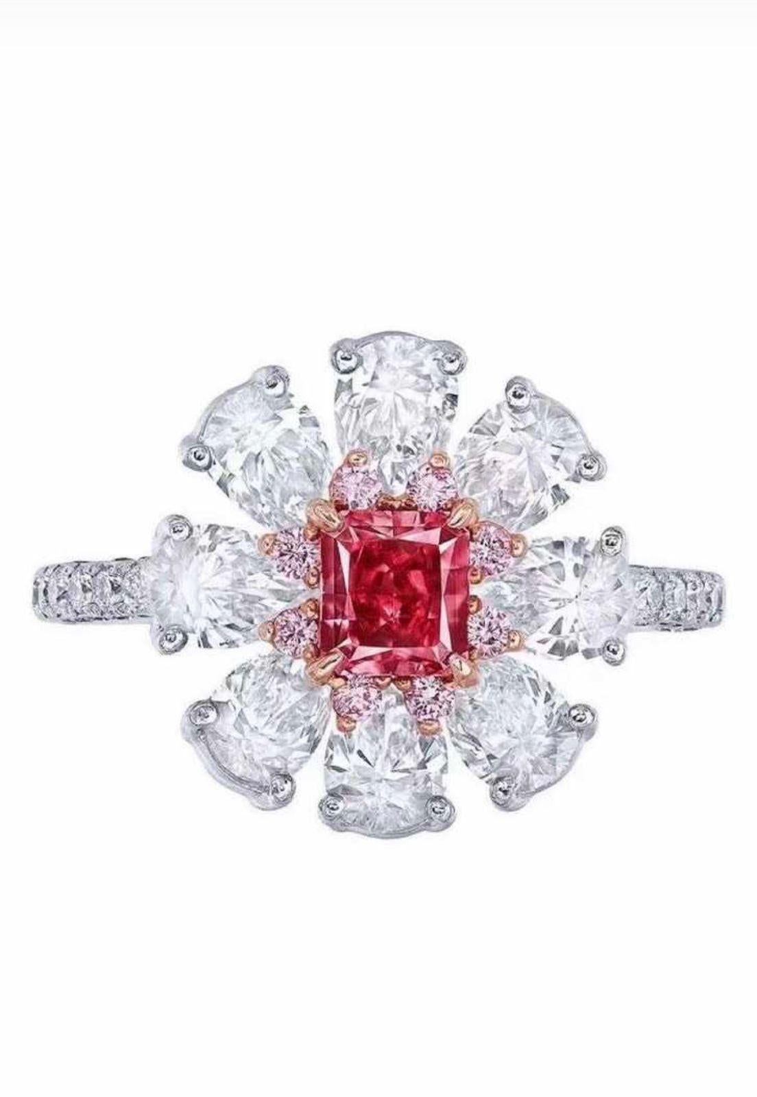 Emilio Jewelry GIA zertifizierter 3,37 Karat Ausgefallener reiner roter Diamantring