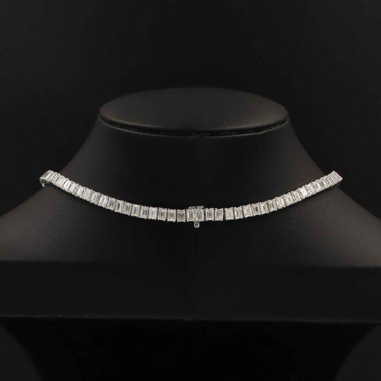 Emilio Jewelry Gia zertifizierte 34.00 Karat Diamant-Halskette mit Smaragdschliff  im Zustand „Neu“ im Angebot in New York, NY