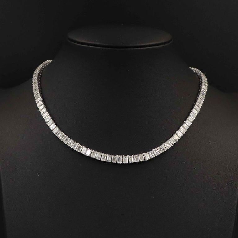 Emilio Jewelry Gia zertifizierte 34.00 Karat Diamant-Halskette mit Smaragdschliff  im Angebot 1