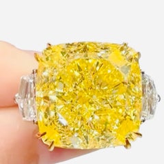 Emilio Jewelry Gia Certified 34.00 Carat Fancy Intense Yellow Diamond Ring