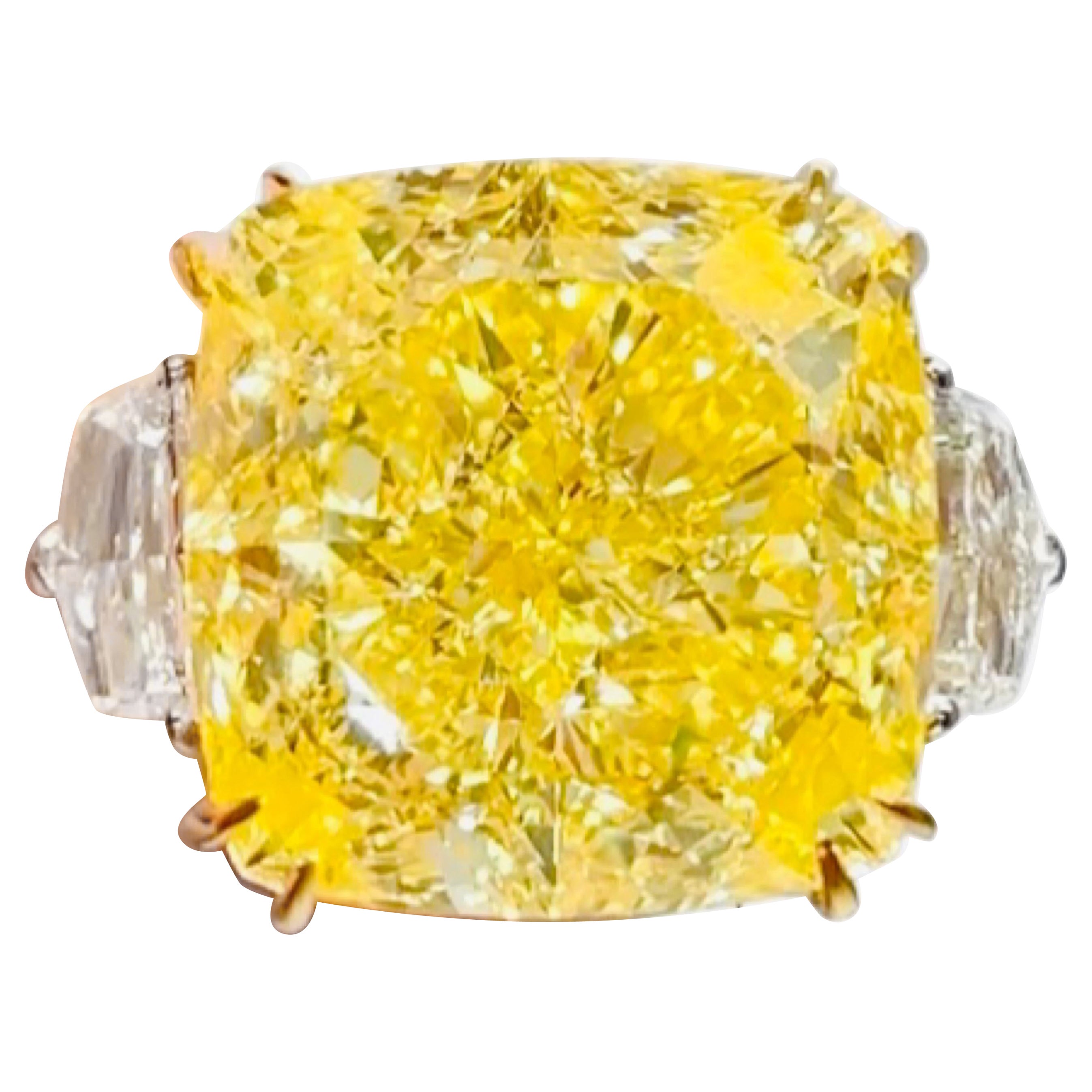 Emilio Jewelry Gia Certified 34.00 Carat Fancy Intense Yellow Diamond Ring  For Sale