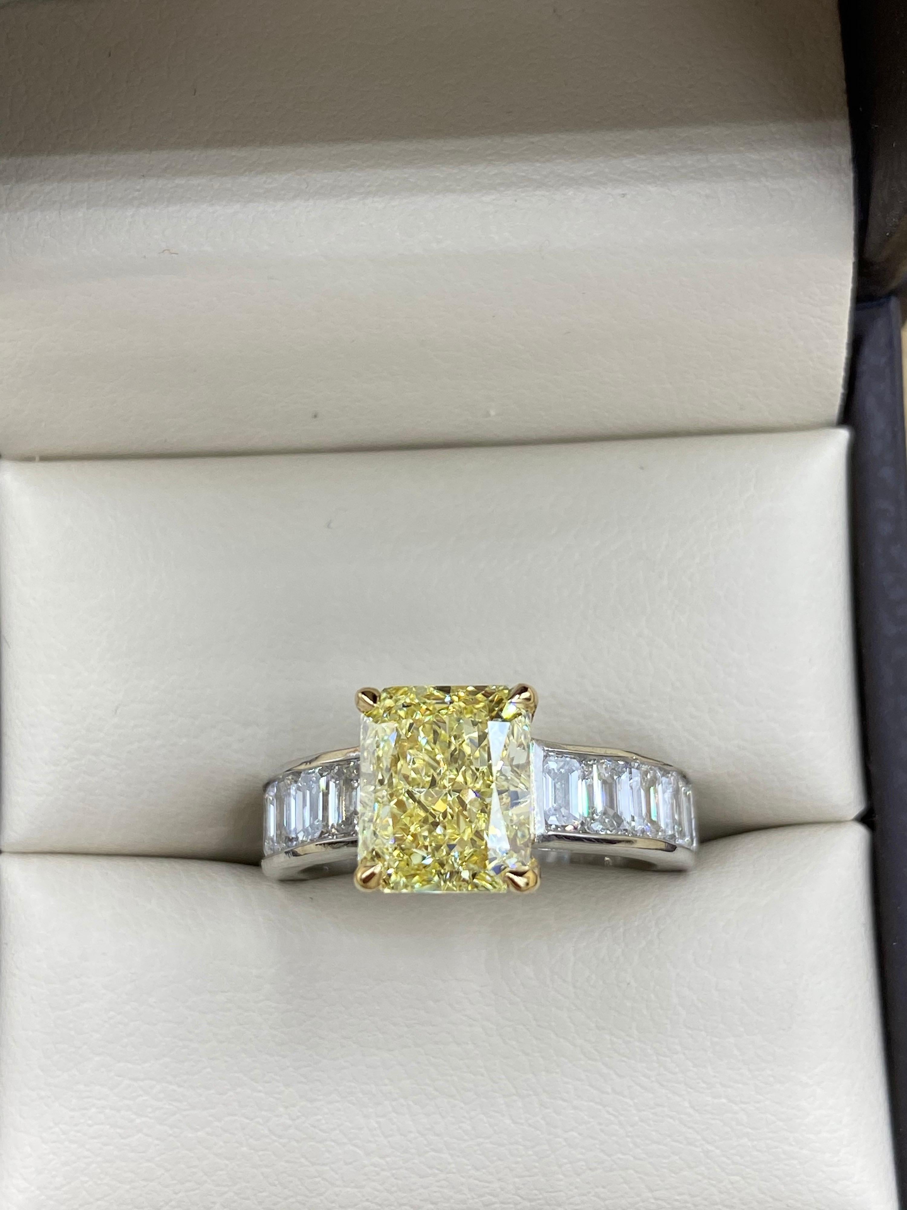 Emilio Jewelry GIA Certified 3.50 Carat Fancy Yellow Diamond Ring 5
