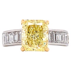 Emilio Jewelry GIA Certified 3.50 Carat Fancy Yellow Diamond Ring