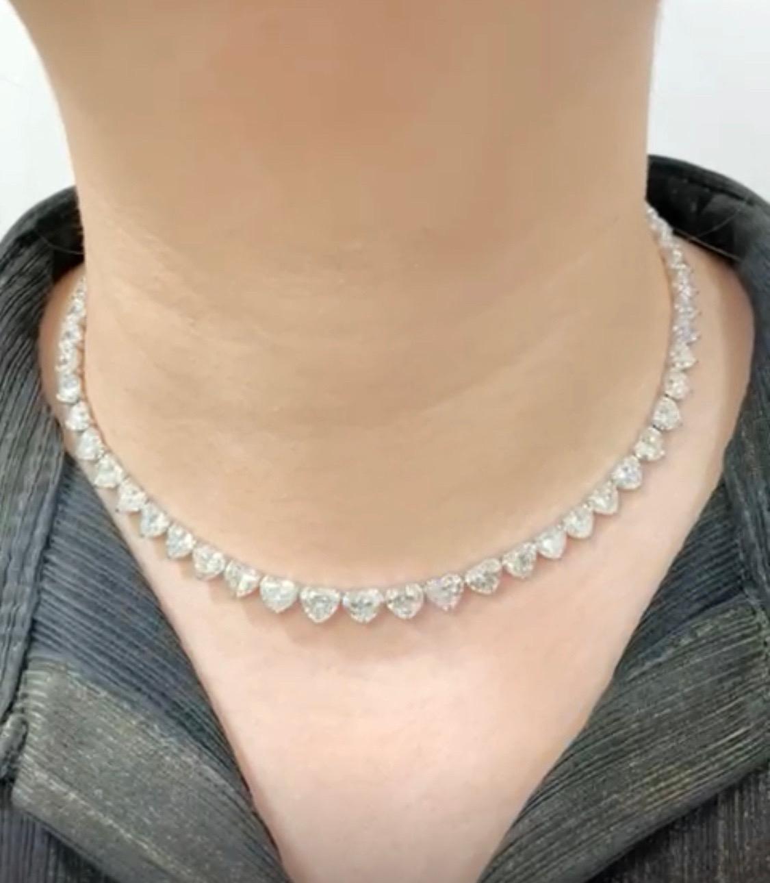 Heart Cut Emilio Jewelry Gia Certified 35.00 Carat Heart Shape Diamond Necklace For Sale