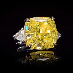 Emilio Jewelry Gia Certified 37.00 Carat Fancy Intense Yellow Diamond Ring
