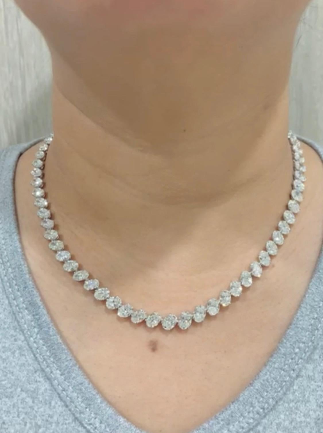 Collar de diamantes ovalados Emilio Jewelry Gia Certified 37.00 quilates Corte oval en venta