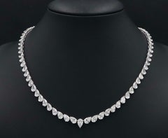 Emilio Jewelry GIA Certified 37.00 Carat Pear Shape Diamond Necklace