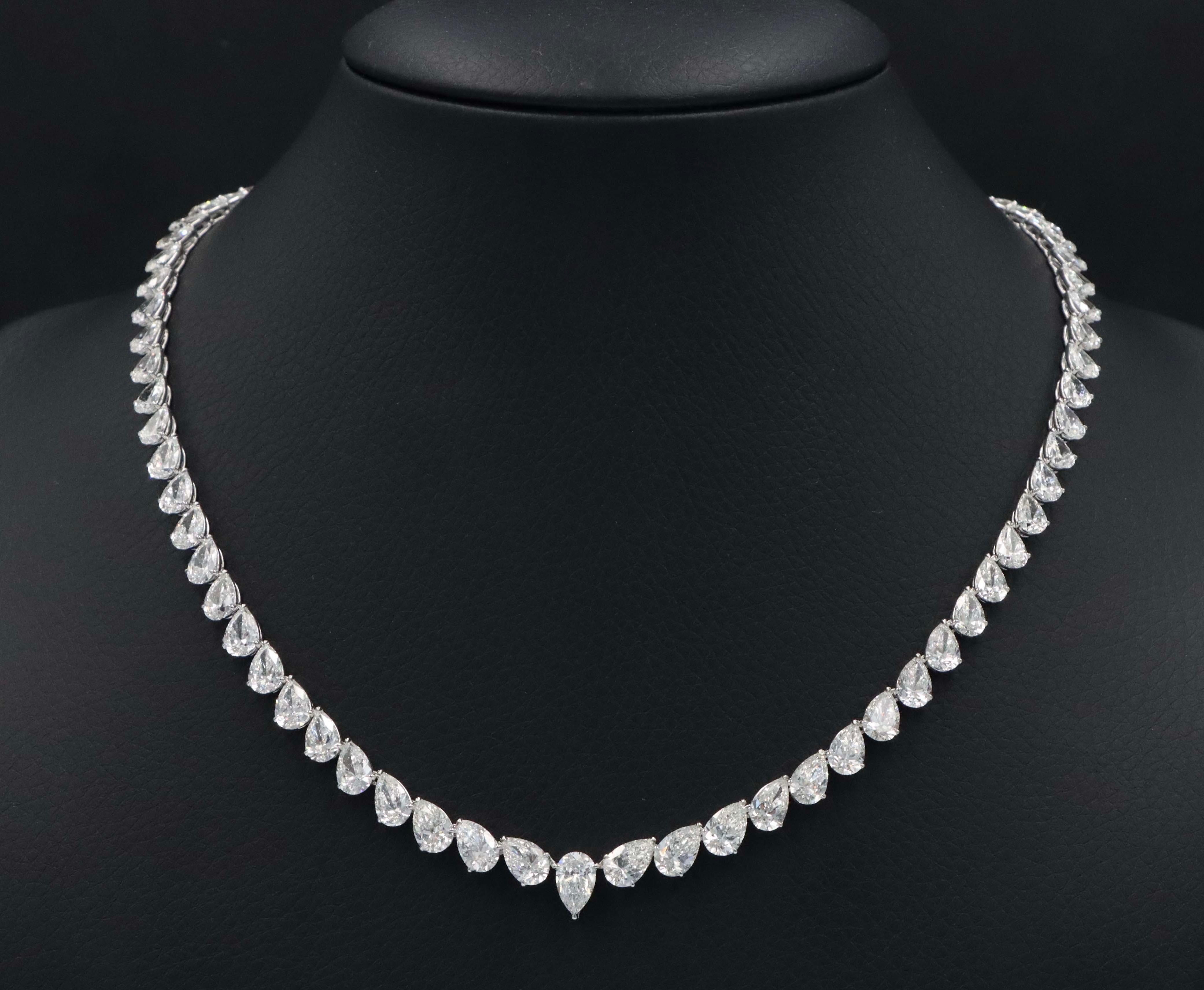 Emilio Jewelry GIA Certified 37.00 Carat Pear Shape Diamond Necklace In New Condition For Sale In New York, NY