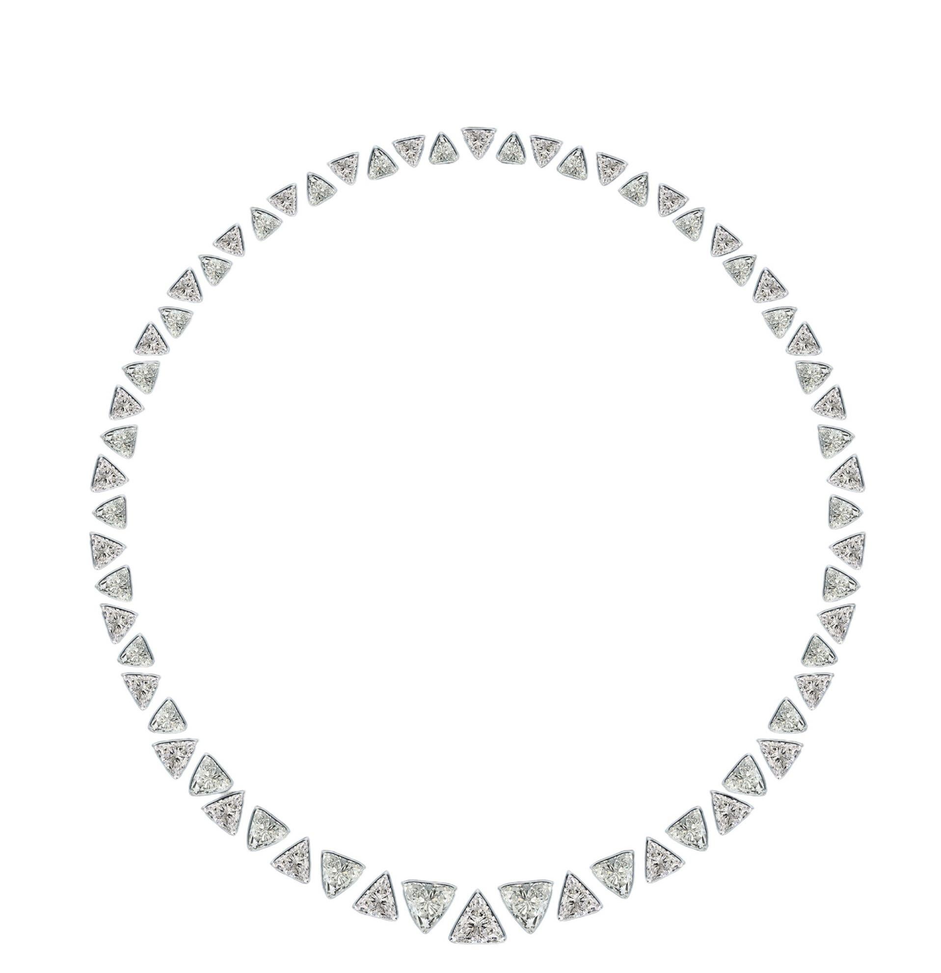 Trillion Cut Emilio Jewelry Gia Certified 37.00 Carat Trilliant Cut Diamond Necklace Layout For Sale