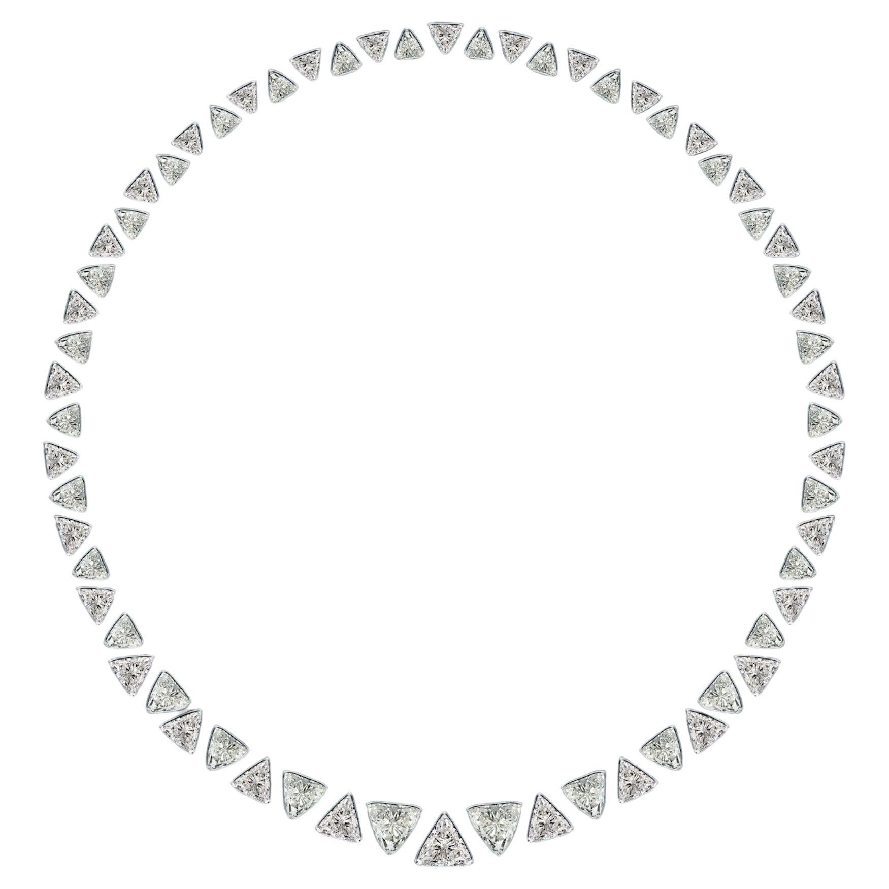 Emilio Jewelry Gia Certified 37.00 Carat Trilliant Cut Diamond Necklace Layout