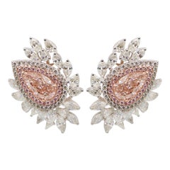 Emilio Jewelry Gia Certified 3.75 Carat Very Light Pink Diamond Earrings