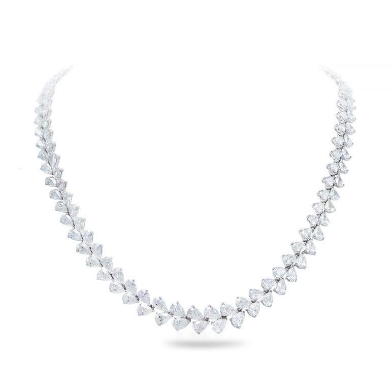 Pear Cut Emilio Jewelry Gia Certified 38.00 Carat Diamond Wreath Necklace  For Sale