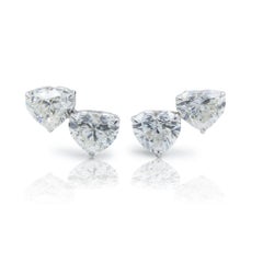 Emilio Jewelry GIA Certified 3.81 Carat Heart Diamond Stud Earrings