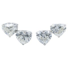 Emilio Jewelry GIA Certified 3.81 Carat Heart Diamond Stud Earrings