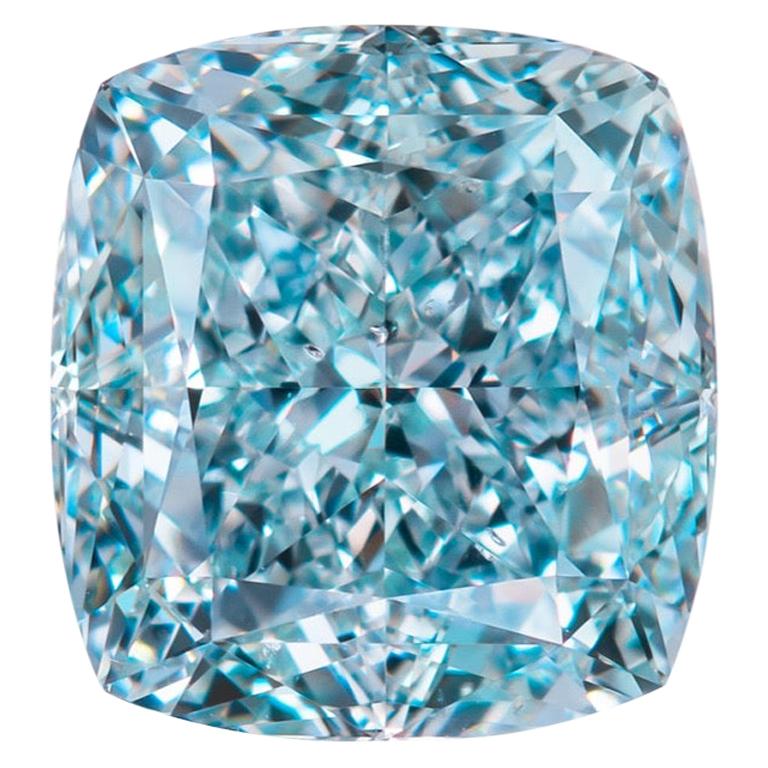 Emilio Jewelry GIA Certified 4.00 Carat Fancy Blue Green Diamond For Sale