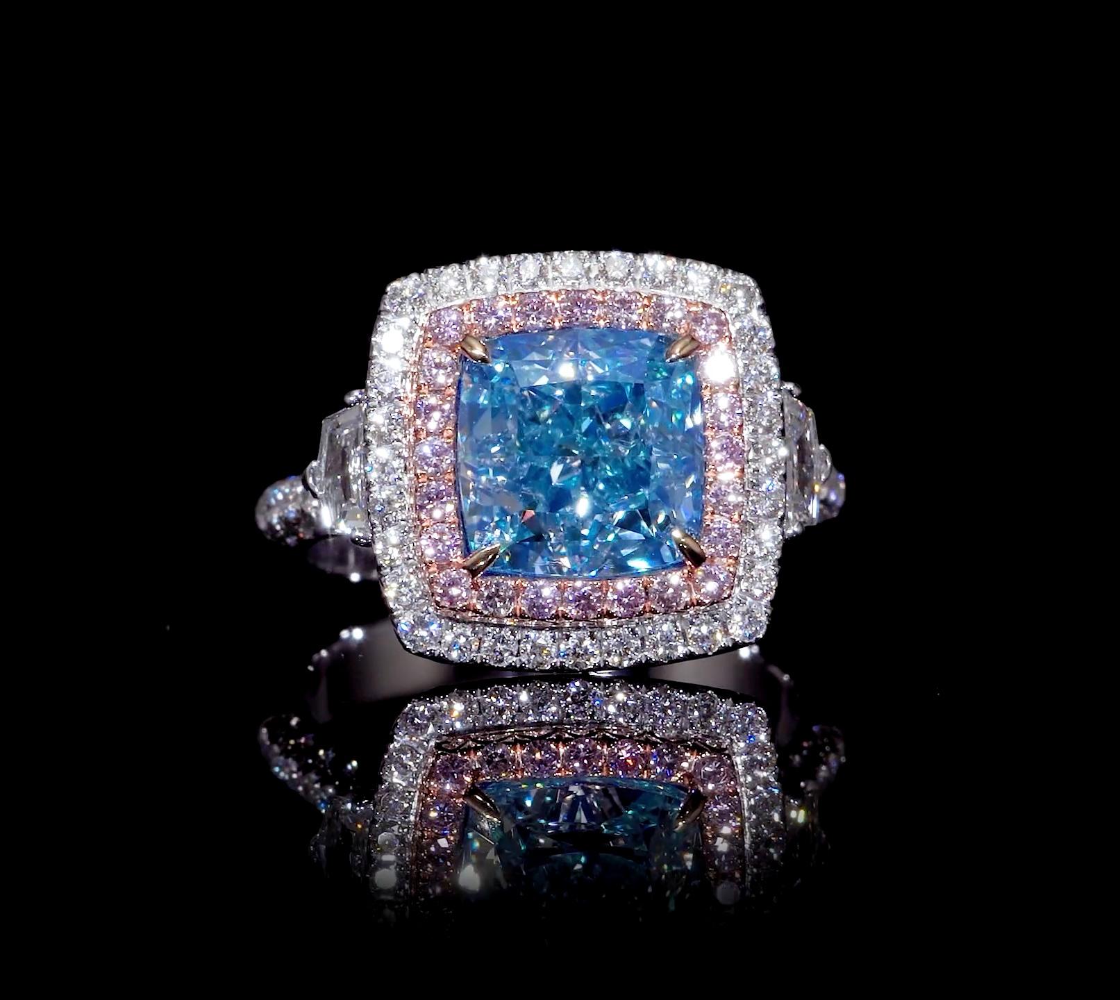 Emilio Jewelry GIA Certified Natural Fancy Bluish Green Diamond Ring 2