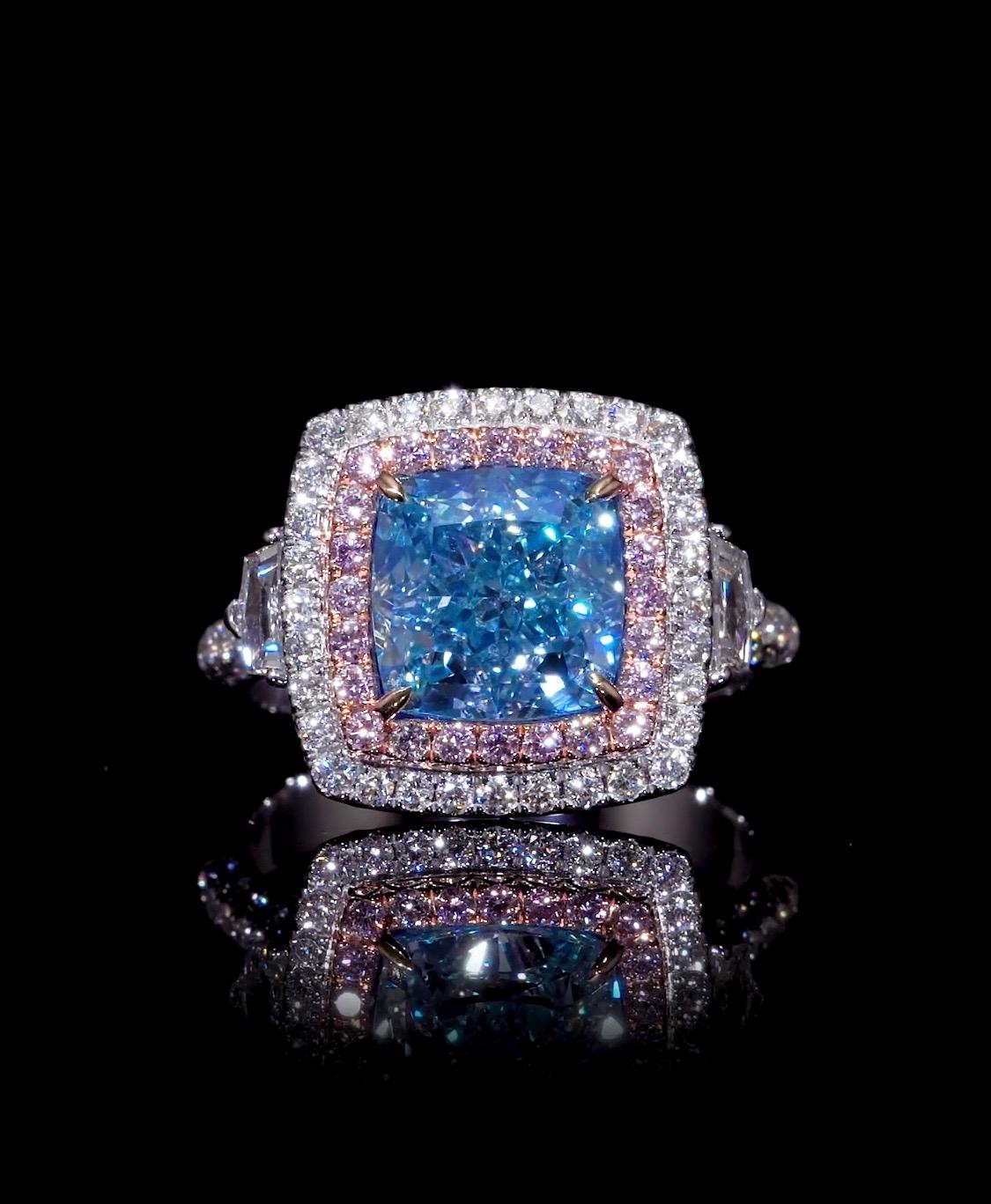 blue green diamond ring