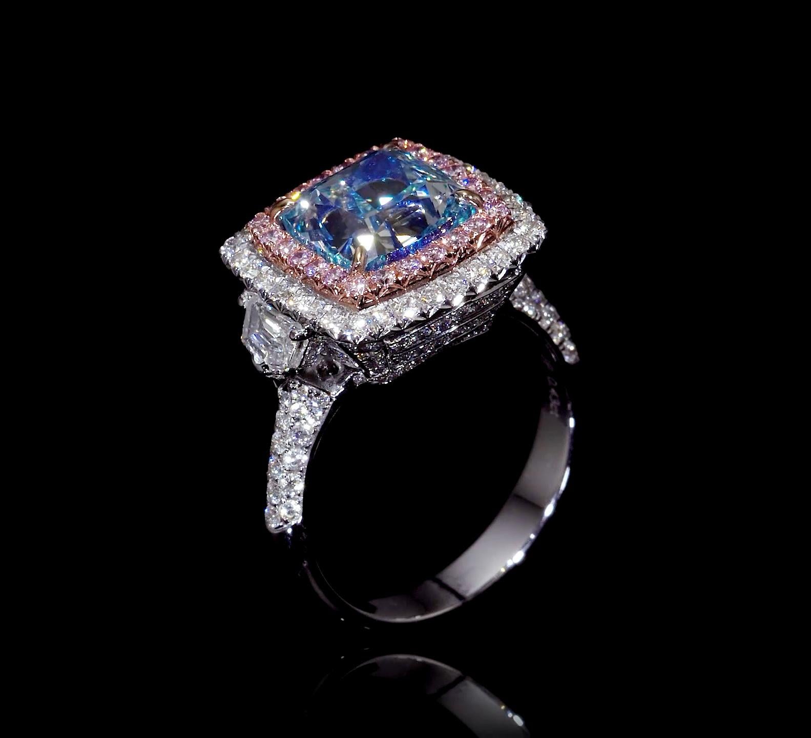 Emilio Jewelry GIA Certified Natural Fancy Bluish Green Diamond Ring 1