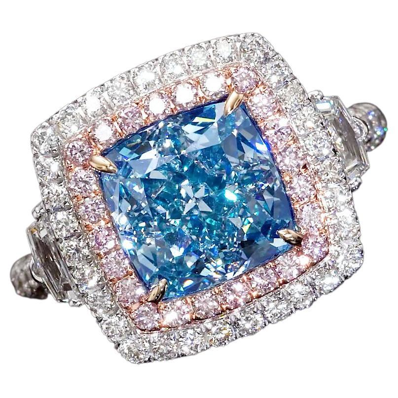 Emilio Jewelry GIA Certified Natural Fancy Bluish Green Diamond Ring