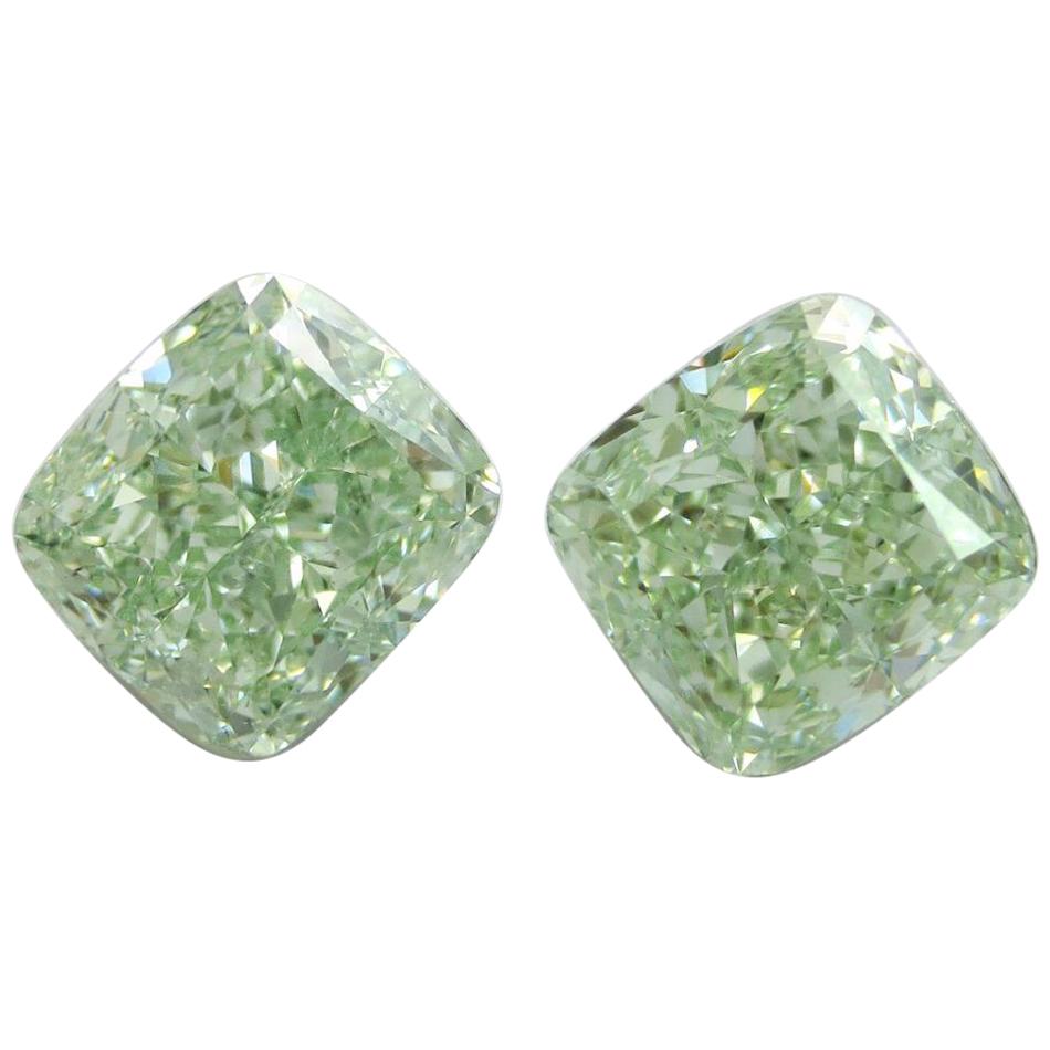 Emilio Jewelry GIA Certified 4.00 Carat Fancy Green Diamond Pair
