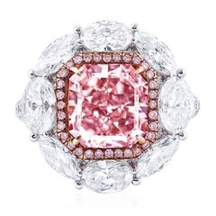 Emilio Jewelry, bague en diamant rose clair fantaisie de 4,00 carats certifié GIA