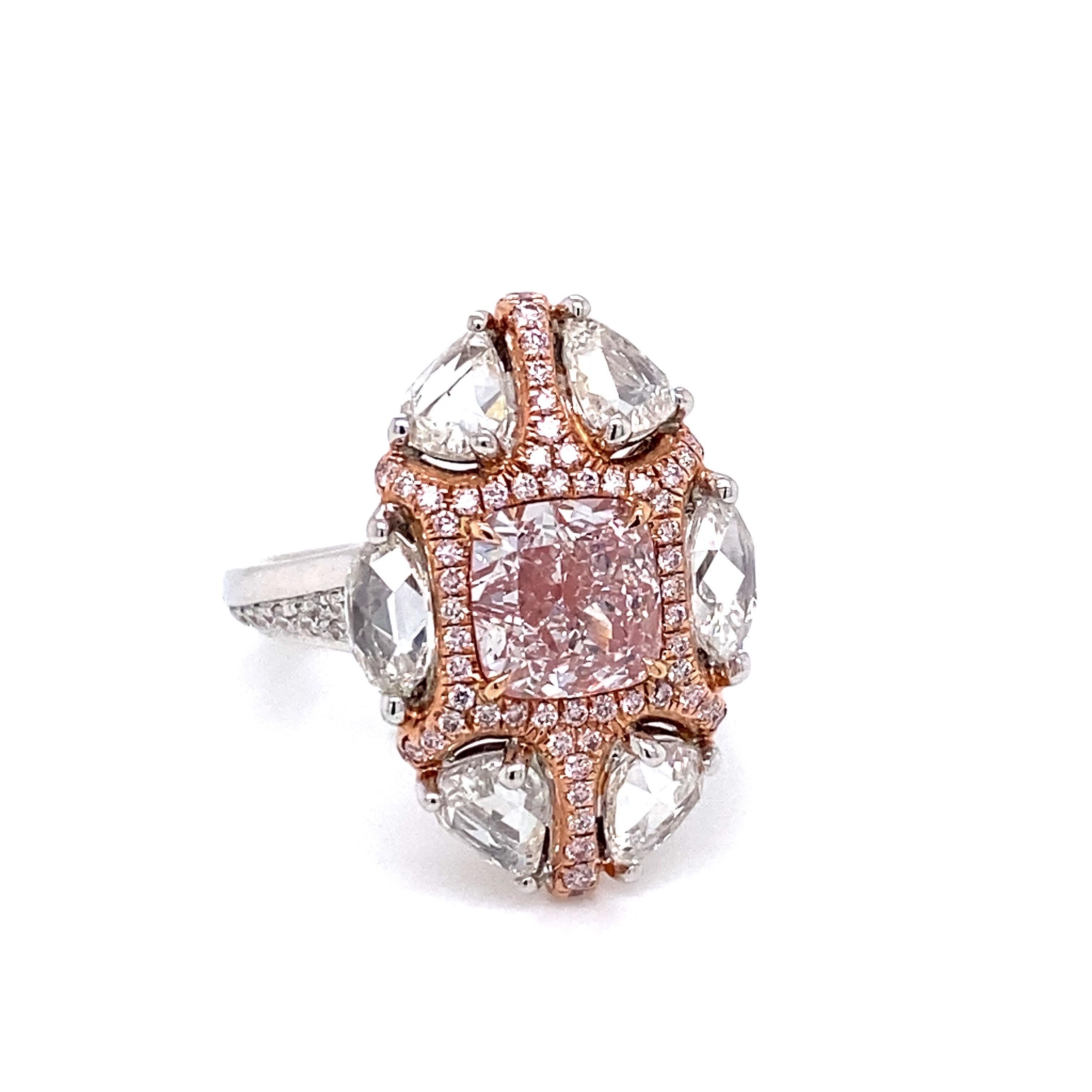 Radiant Cut Emilio Jewelry GIA Certified 4.00 Carat Pinkish Diamond Ring