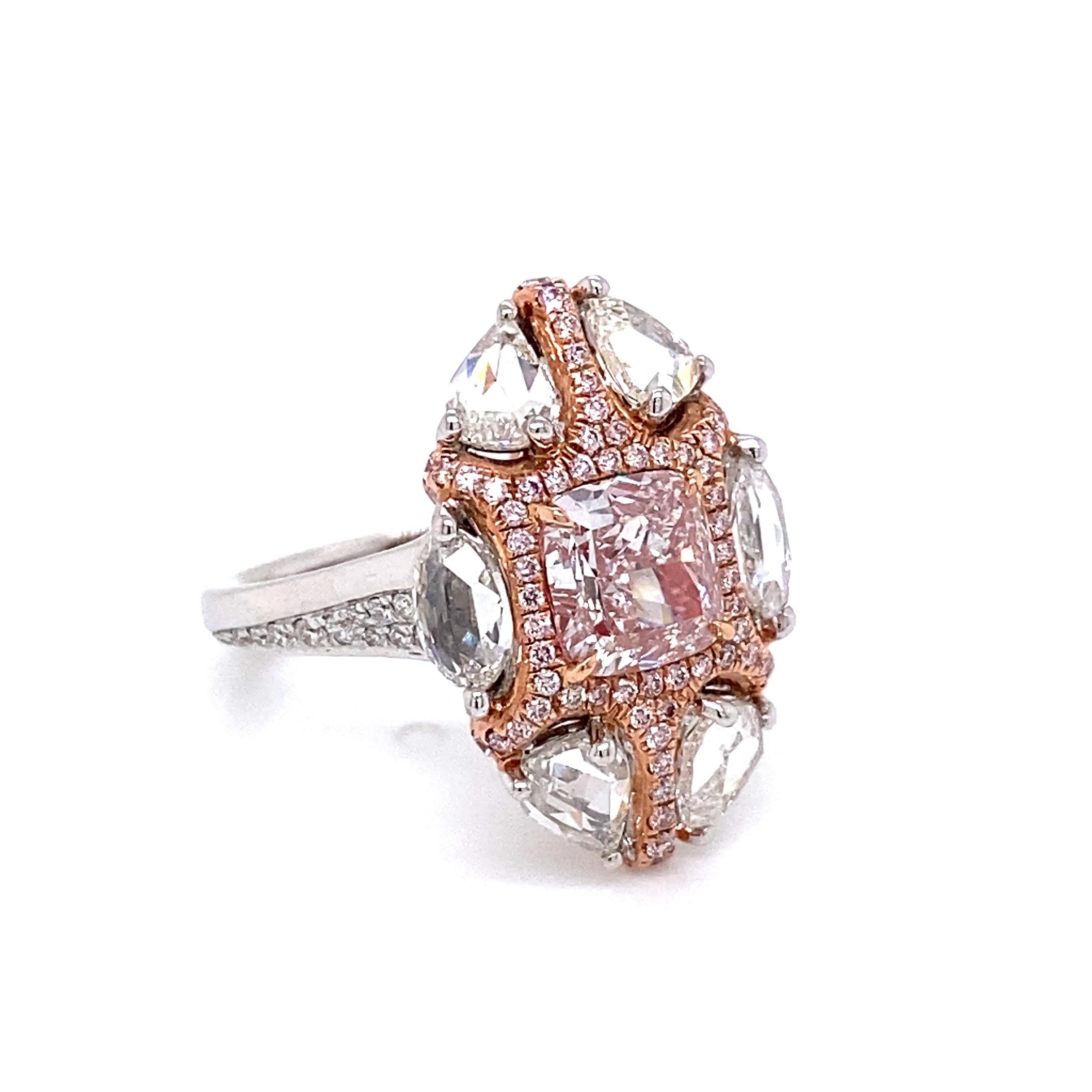 Women's or Men's Emilio Jewelry GIA Certified 4.00 Carat Pinkish Diamond Ring