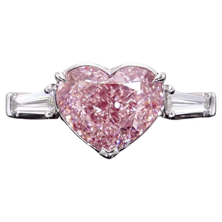 Emilio Jewelry Gia Certified 4.04 Carat Fancy Light Pink Heart Diamond Ring