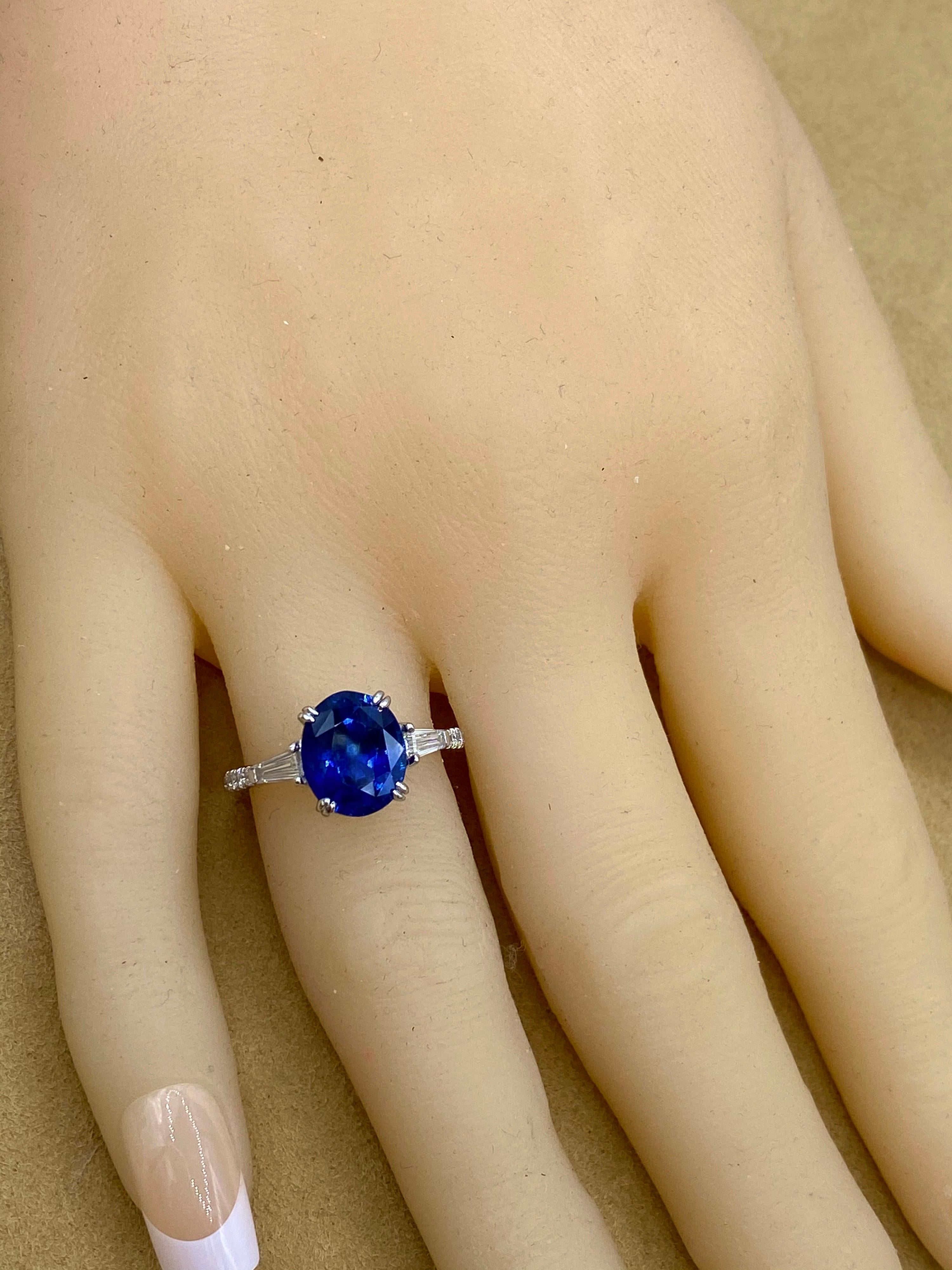 Emilio Jewelry Bague en diamants et saphir de Ceylan de 4,17 carats certifié GIA en vente 1