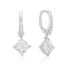 Emilio Jewelry Gia Certified 4.18 Carat Asscher Cut Diamond Earrings