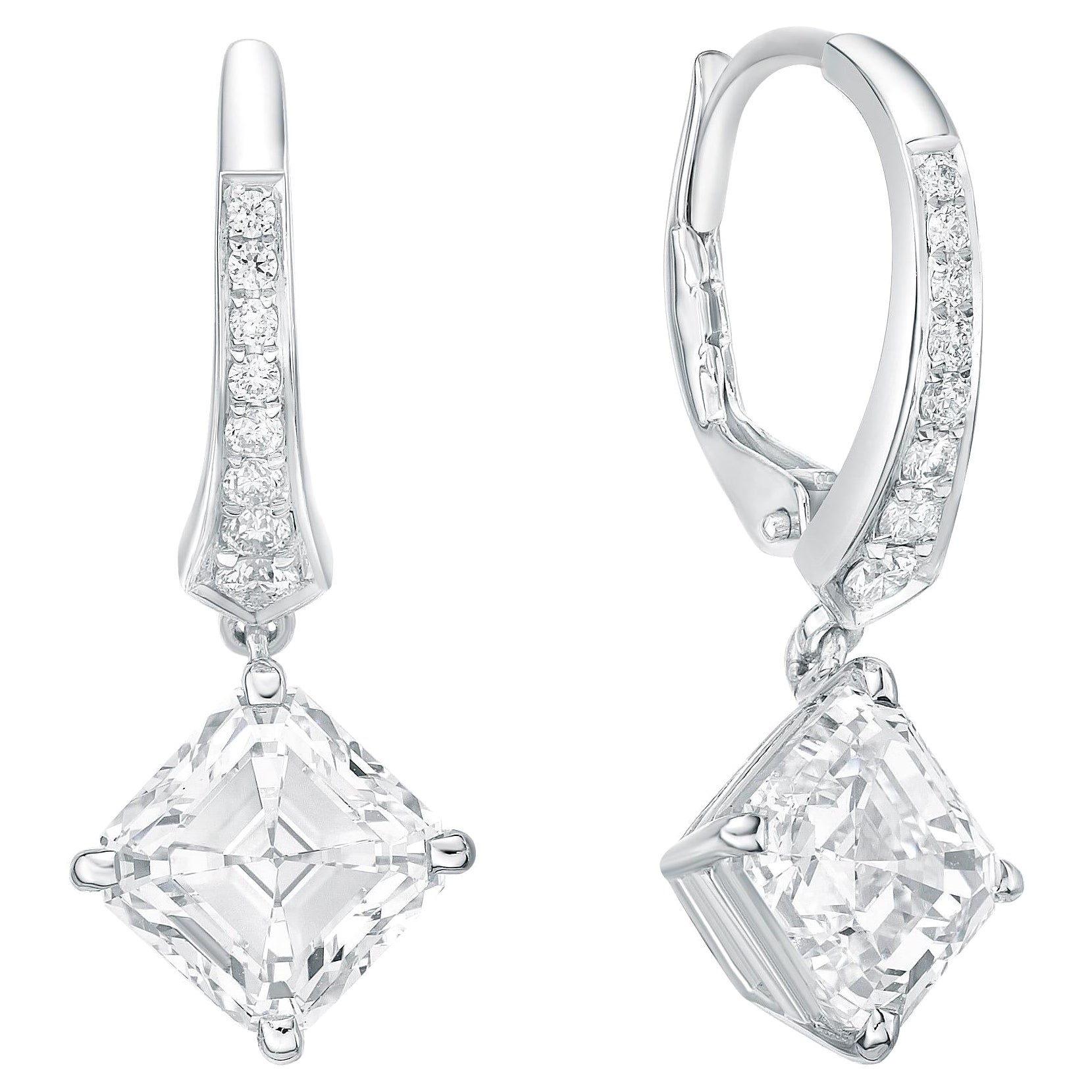 Emilio Jewelry Pendientes de diamantes de corte Asscher con certificado Gia de 4,18 quilates