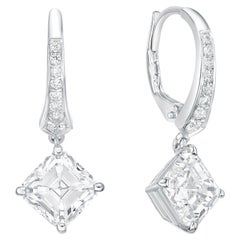 Emilio Jewelry Gia Certified 4.18 Carat Asscher Cut Diamond Earrings